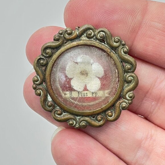 Antique Religious Reliquary Theca Relic The Blessed Pope Pius X  B. Pius Pp. X - Picture 5 of 7